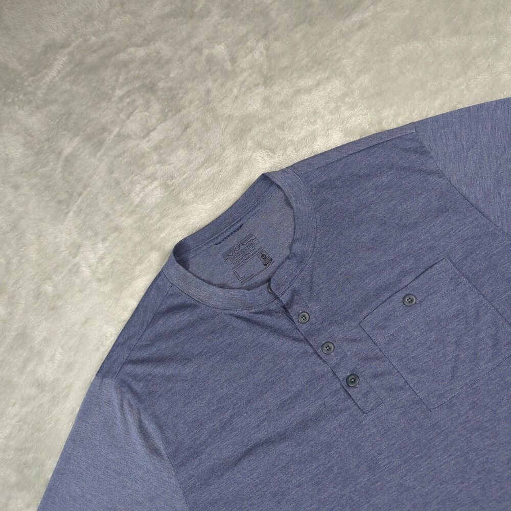 Patagonia Mens Large Capilene Cool Trail Henley Shirt Heather Blue STY48370 L